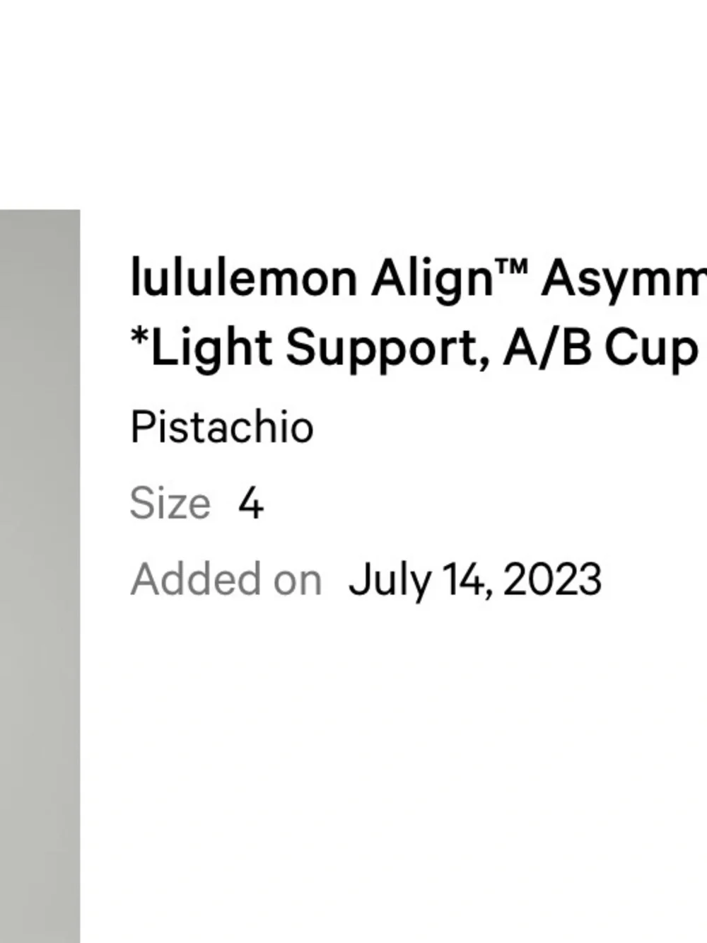 lululemon Align Asymmetrical Bra *Light Support, A/B Cup
